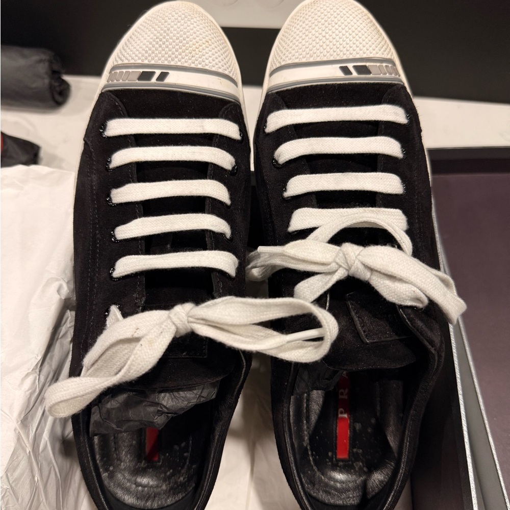 Prada Gray Shoe Box with Red Logo